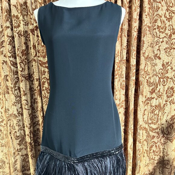 Vtg Albert Nipon Nightsfor Bergdorf  Formal Little Black Dress Feathers READ - Picture 1 of 11